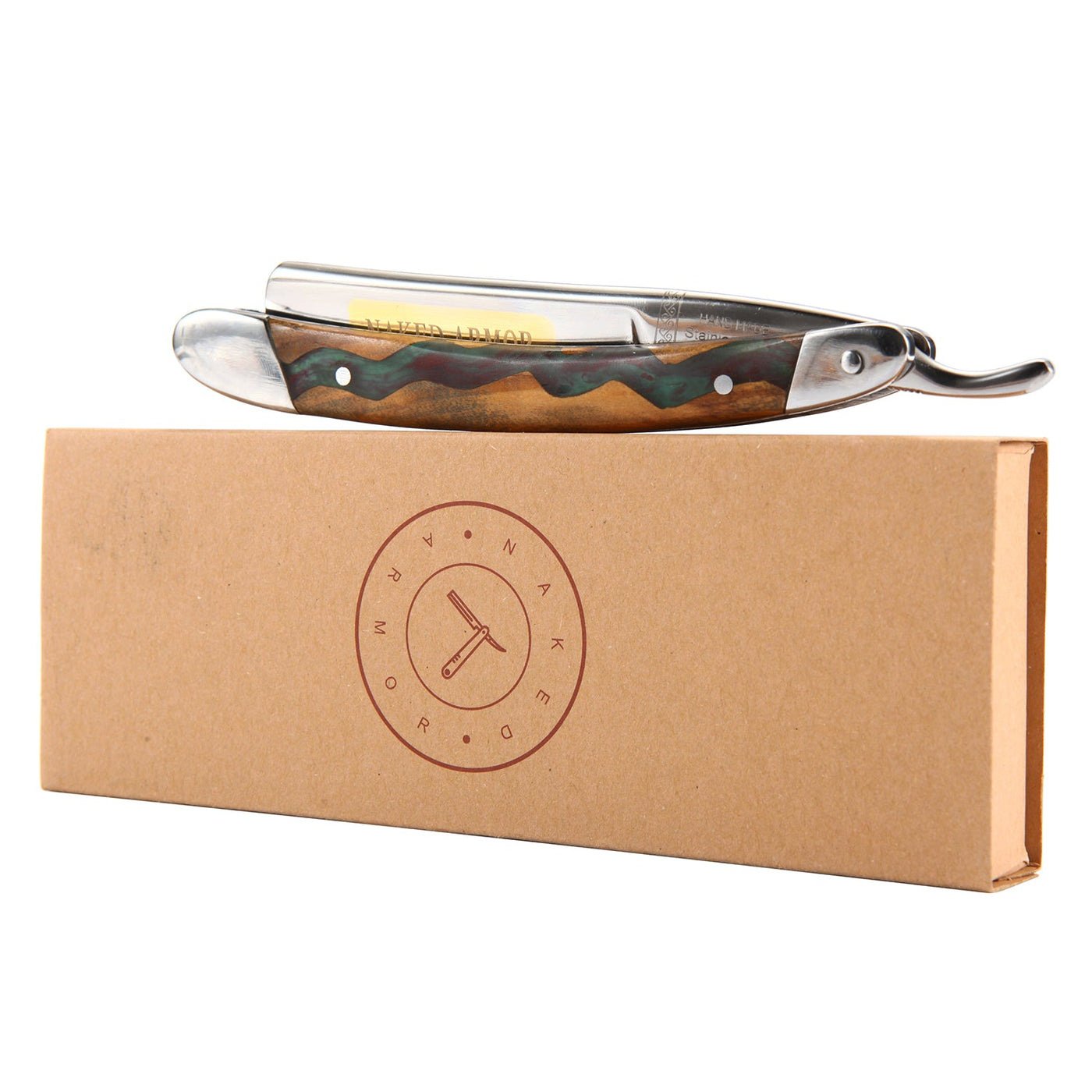 Naked Armor Meliant Straight Razor 7/8" Olive Wood Japanese Stainless Steel