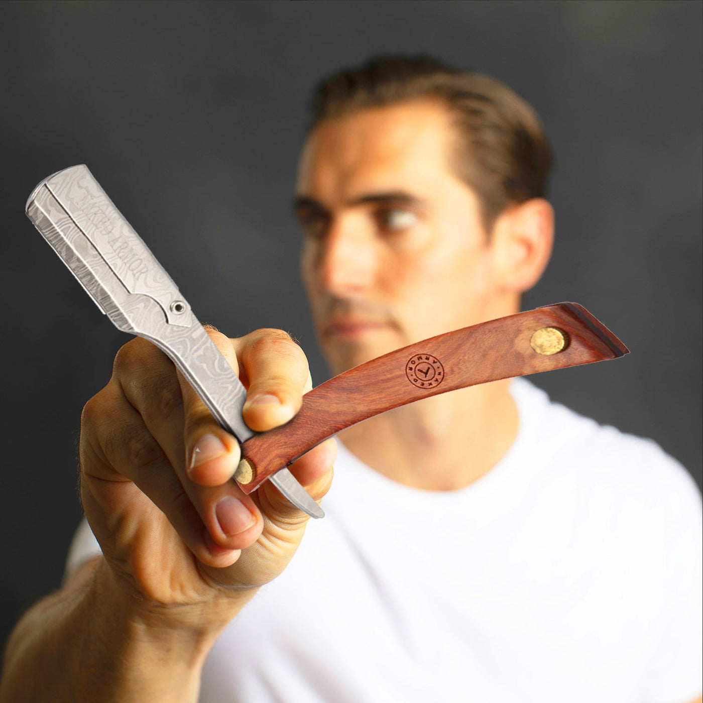 Naked Armor Morholt Shavette Mahogany Wood Stainless Steel Shoulder and Tang