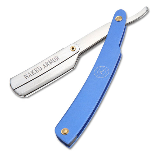 Naked Armor Shavette Titanium With Blue Handle