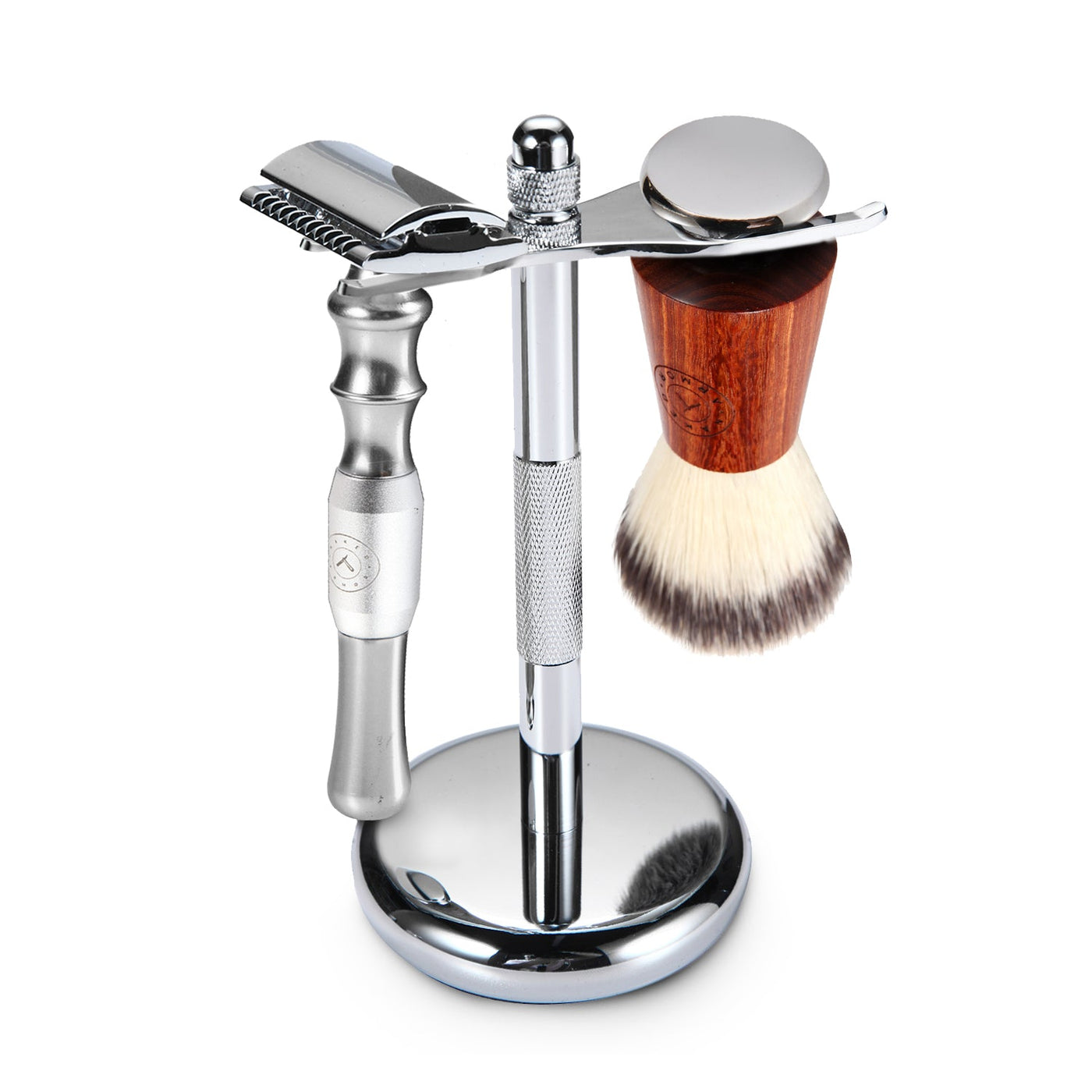 Naked Armor Silver Bleoberis Closed Comb Safety Razor Shaving Set