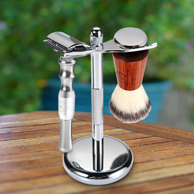 Naked Armor Silver Bleoberis Closed Comb Safety Razor Shaving Set