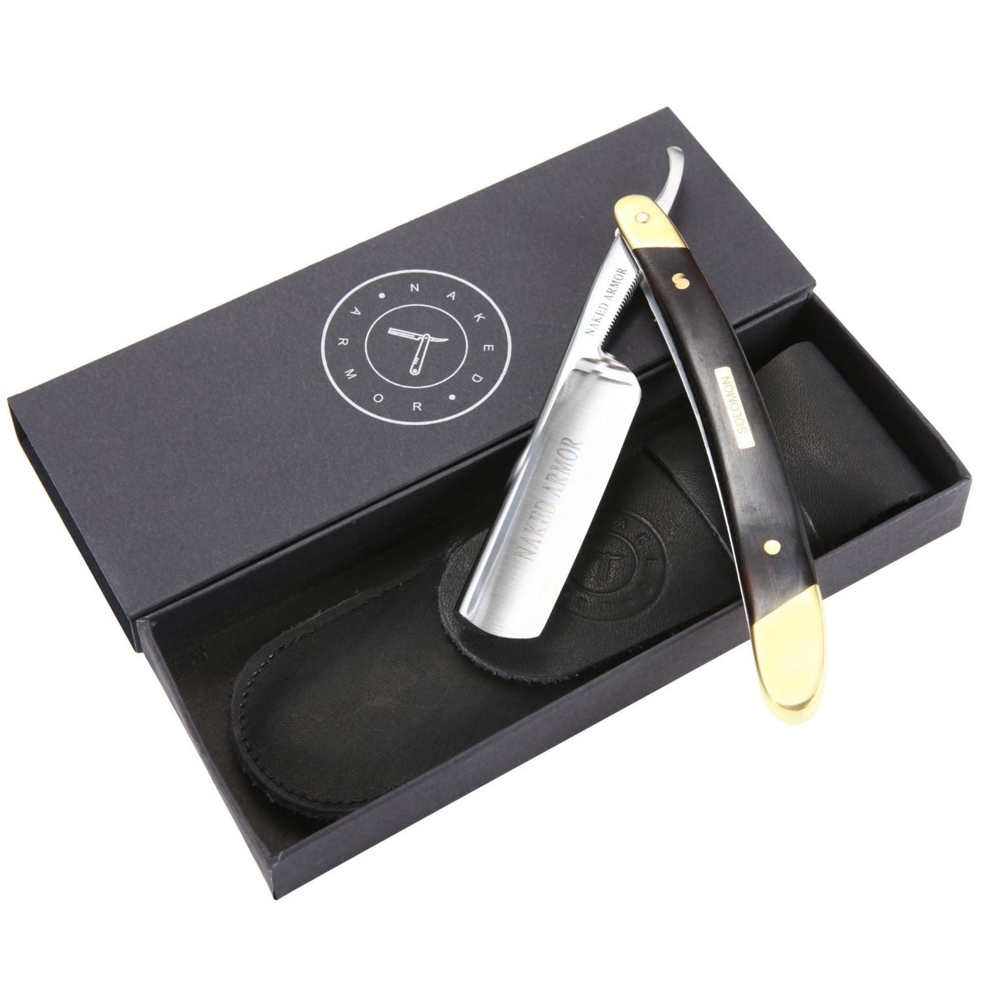 Naked Armor Solomon 7 Piece Straight Razor Kit 7/8 Black