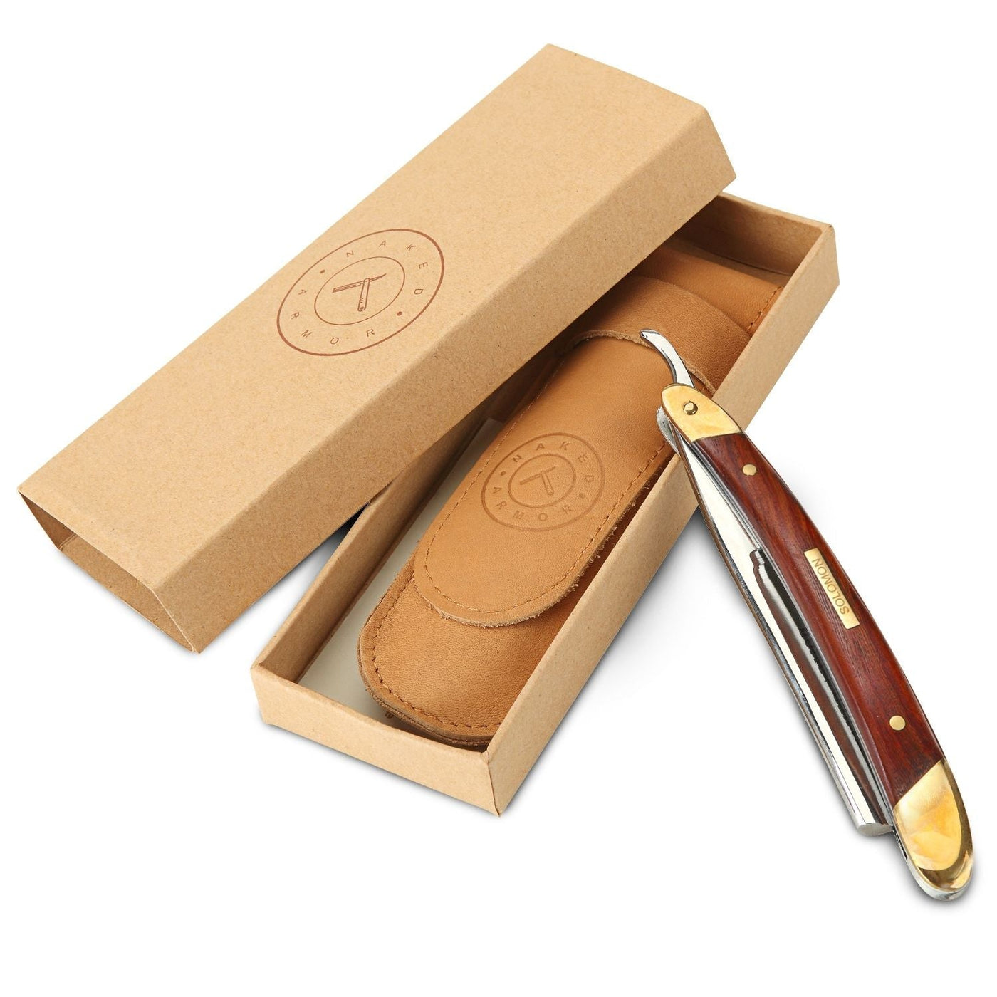 Naked Armor Solomon 7 Piece Straight Razor Kit 7/8 Brown