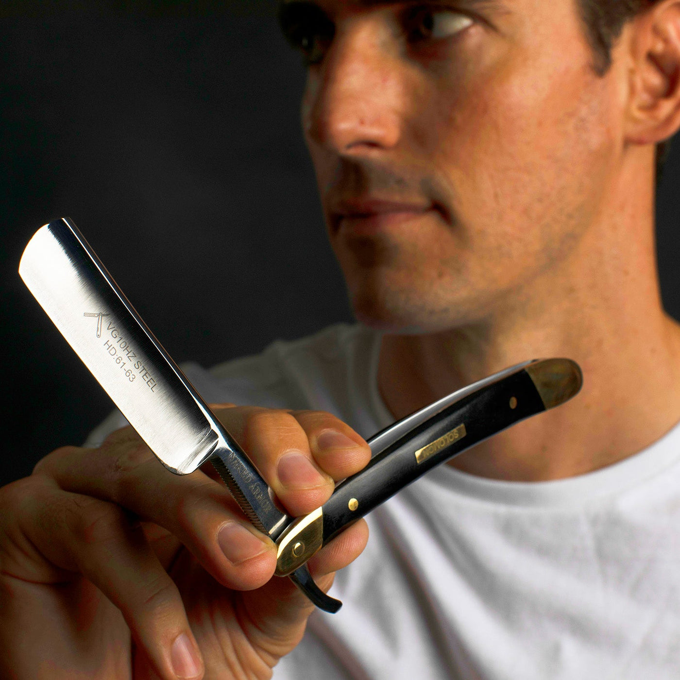 Naked Armor Solomon Straight Razor 7/8" Black Algum Wood Japanese Steel