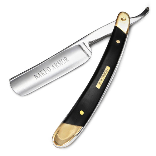 Naked Armor Solomon Straight Razor 7/8" Black Algum Wood Japanese Steel