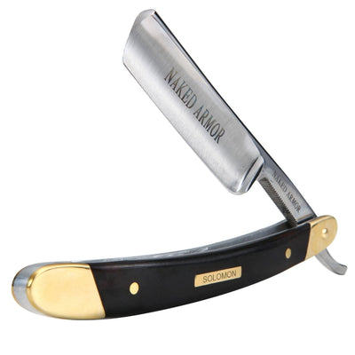 Naked Armor Solomon Straight Razor 7/8" Black Algum Wood Japanese Steel
