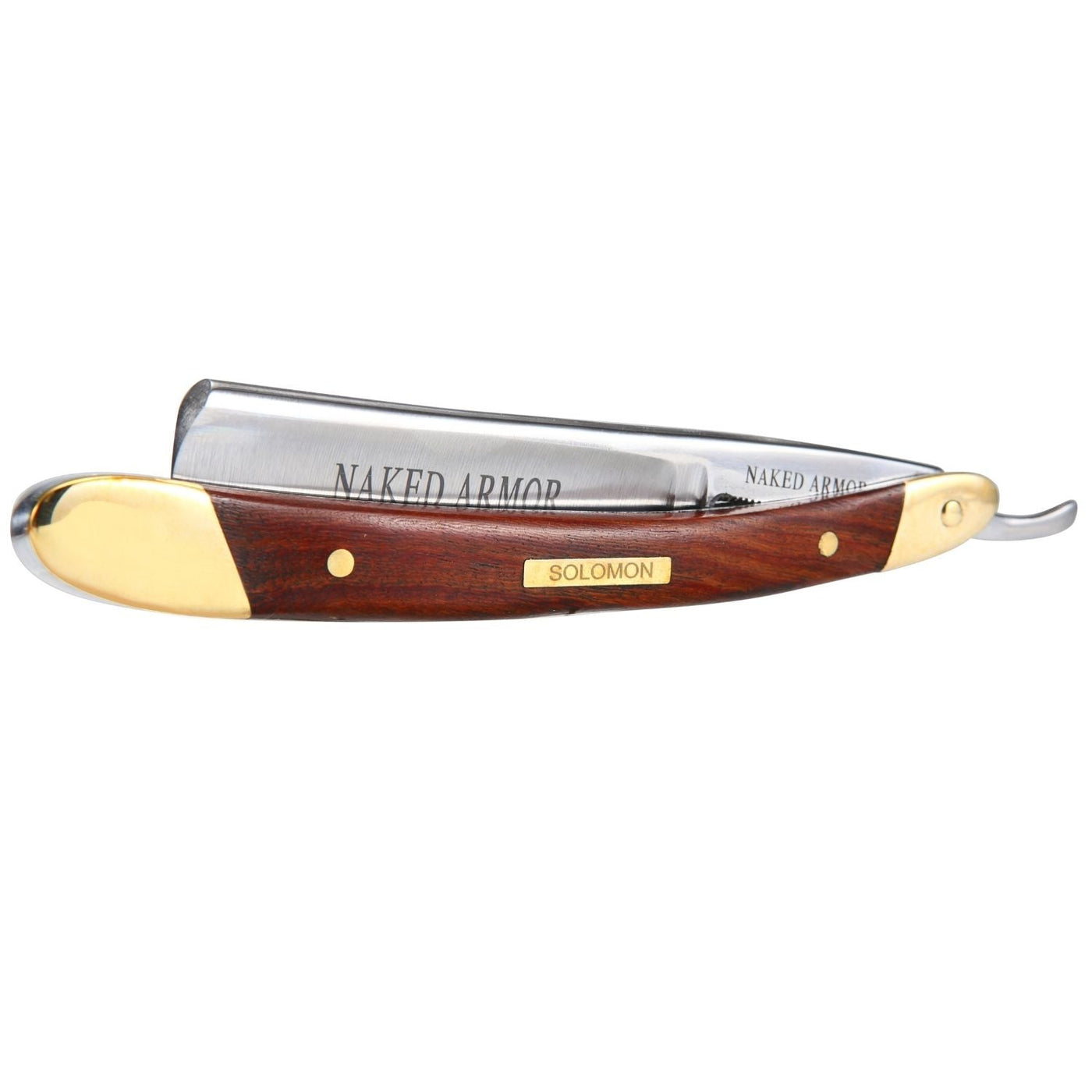 Naked Armor Solomon Straight Razor 7/8" Brown Algum Wood Japanese Steel