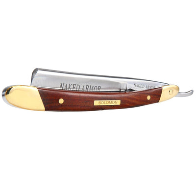 Naked Armor Solomon Straight Razor 7/8" Brown Algum Wood Japanese Steel