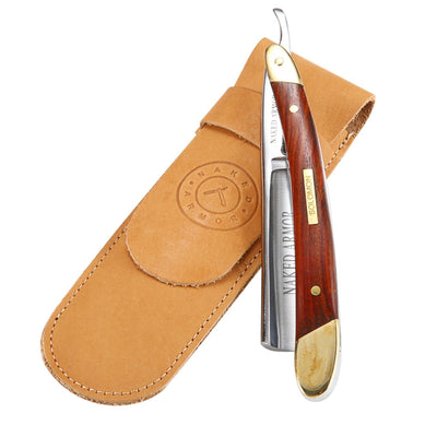 Naked Armor Solomon Straight Razor 7/8" Brown Algum Wood Japanese Steel