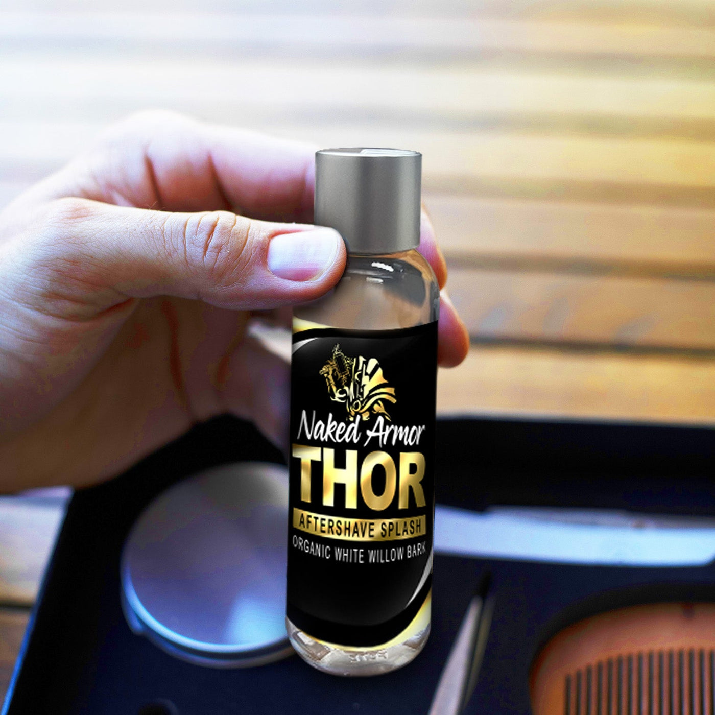 Naked Armor Thor AHA Aftershave Splash 4 fluid ounces (Vegan Friendly)