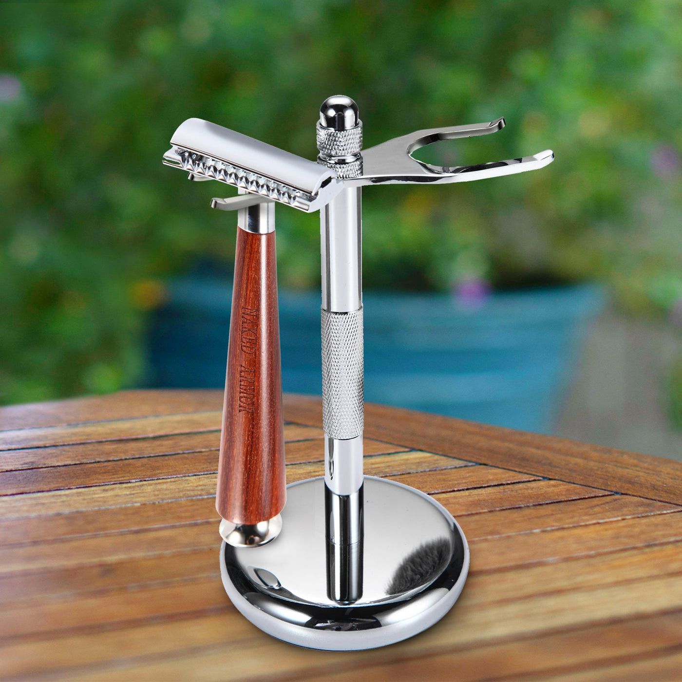 Naked Armor Tor Safety Razor Mahogany Wood Zinc Aluminum