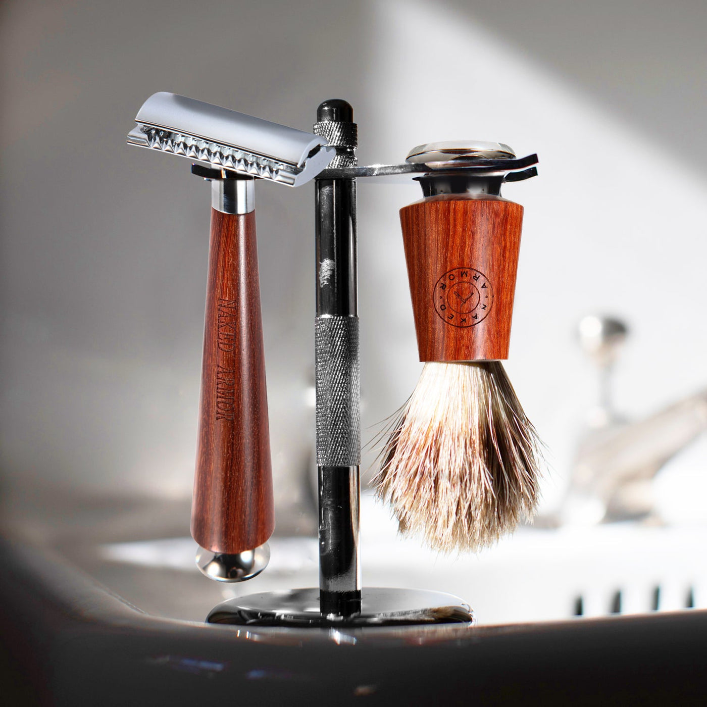 Naked Armor Tor Synthetic Fiber Closed Comb Safety Razor Shaving Set
