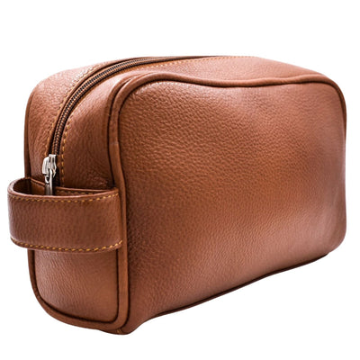 Parker Saddle Brown Water Buffalo Leather Toiletry Bag