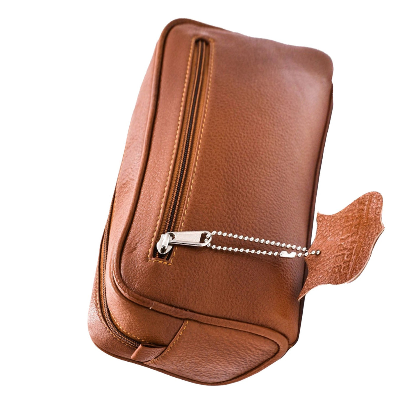 Parker Saddle Brown Water Buffalo Leather Toiletry Bag