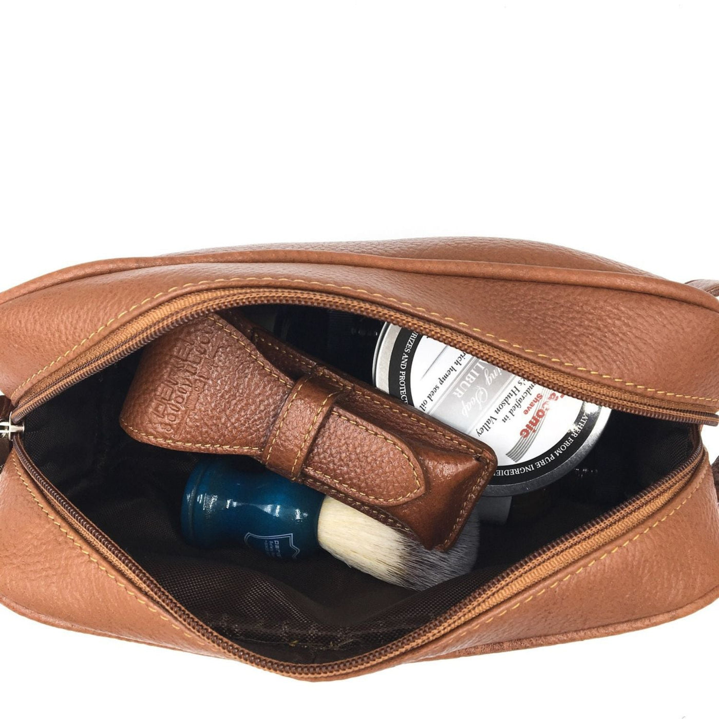 Parker Saddle Brown Water Buffalo Leather Toiletry Bag