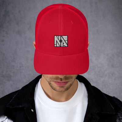 Red NA 6-Panel Trucker Cap by Naked Armor sold by Naked Armor Razors