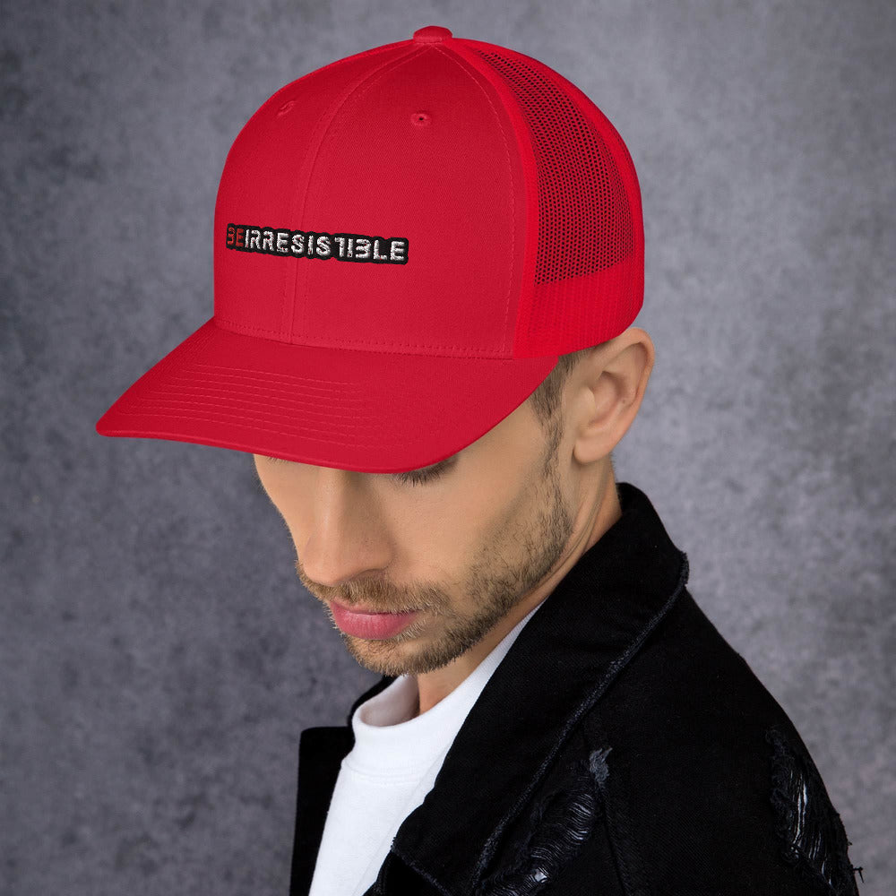 Red Be Irresistible Trucker Cap by Naked Armor sold by Naked Armor Razors
