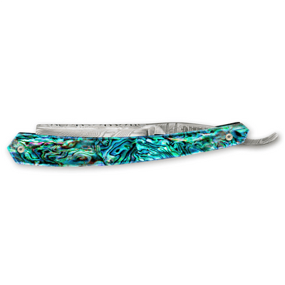 Thiers Issard Damascus Steel Straight Razor 6/8" Abalone