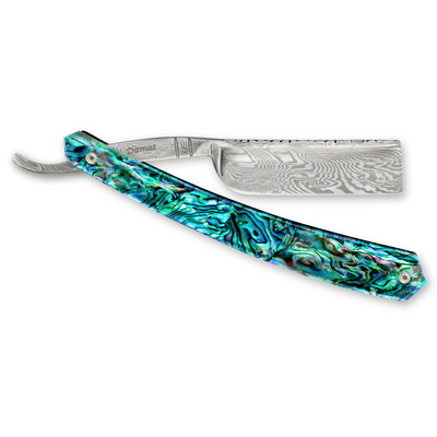 Thiers Issard Damascus Steel Straight Razor 6/8" Abalone