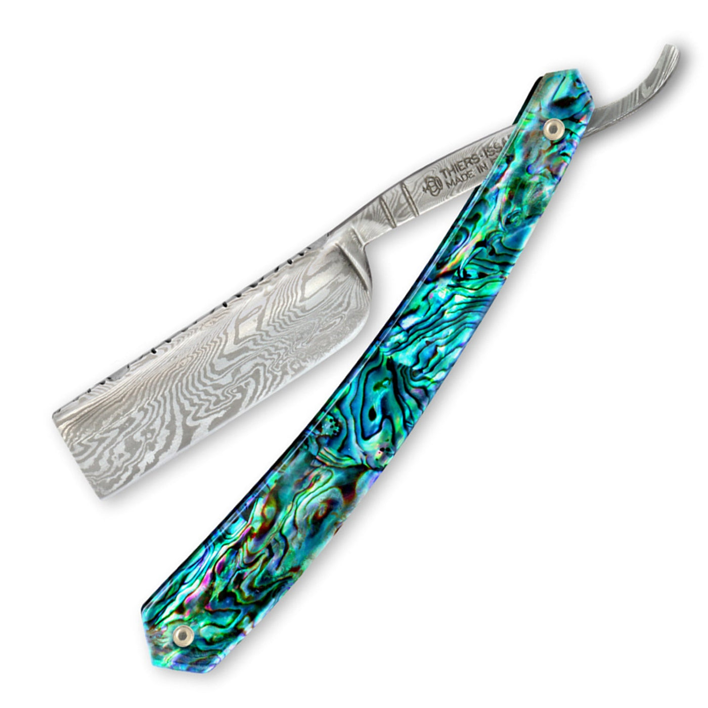 Thiers Issard Damascus Steel Straight Razor 6/8" Abalone