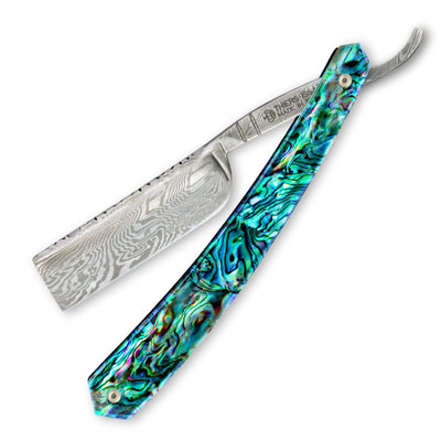 Thiers Issard Damascus Steel Straight Razor 6/8" Abalone
